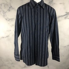 Hugo Boss Mens Dress Shirt Long Sleeve Casual Blue Stripe sz 15.5 32 Cotton