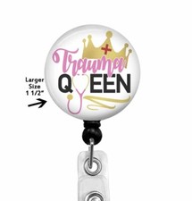 Trauma Queen... RN LVN BSN Nurse Retractable Badge Reel ID Holder, 912L