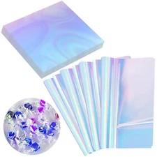150 Pieces Cellophane Sheets Blue Iridescent Cellophane Sheets Wraps for Irid...