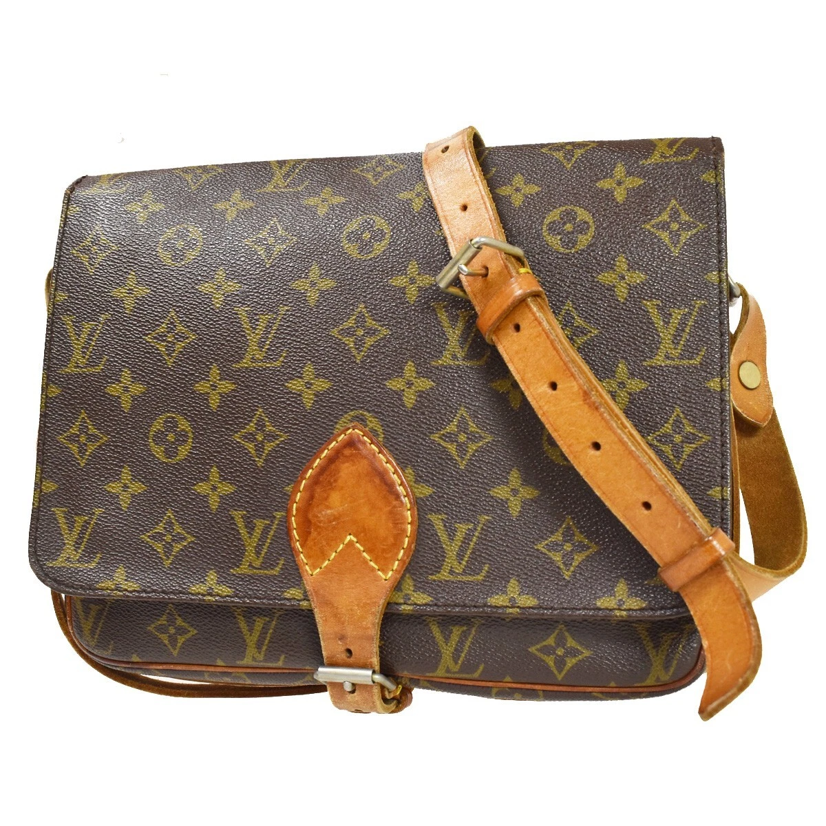 LOUIS VUITTON Cartouchiere GM Shoulder Bag Monogram Leather Brown