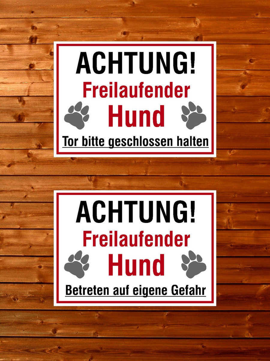 Warnschild „Freilaufender Hund“ Aus Alu, 25x9 Cm, Wasserdicht & UV-beständig Für Tor/Zaun