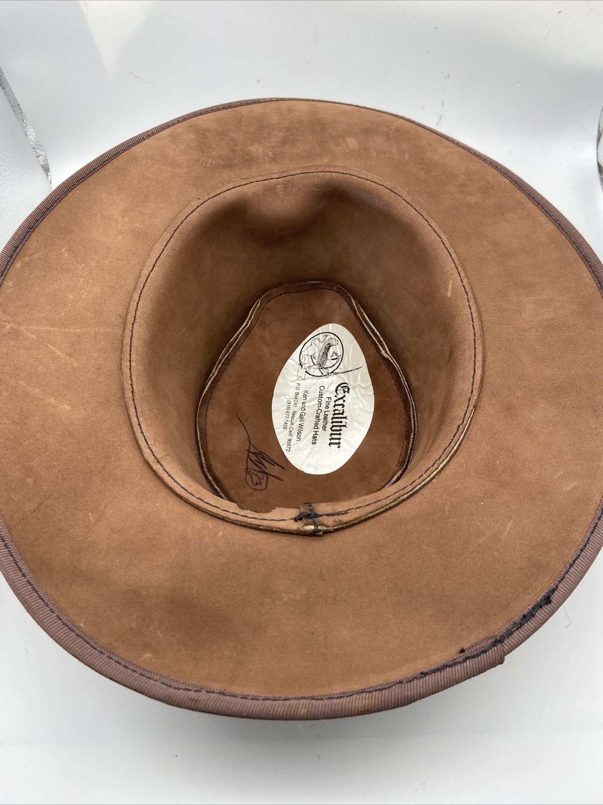 EXCALIBUR BROWN LEATHER COWBOY HAT Size Small Gem