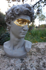 4284 B   BUSTE GRIS OR   STATUETTE REPRODUCTION  DAVID MICHEL  ANGE   GM 25 CM