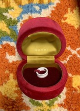 Gucci Icon Ring White 18K Gold Size 6.5 /  13