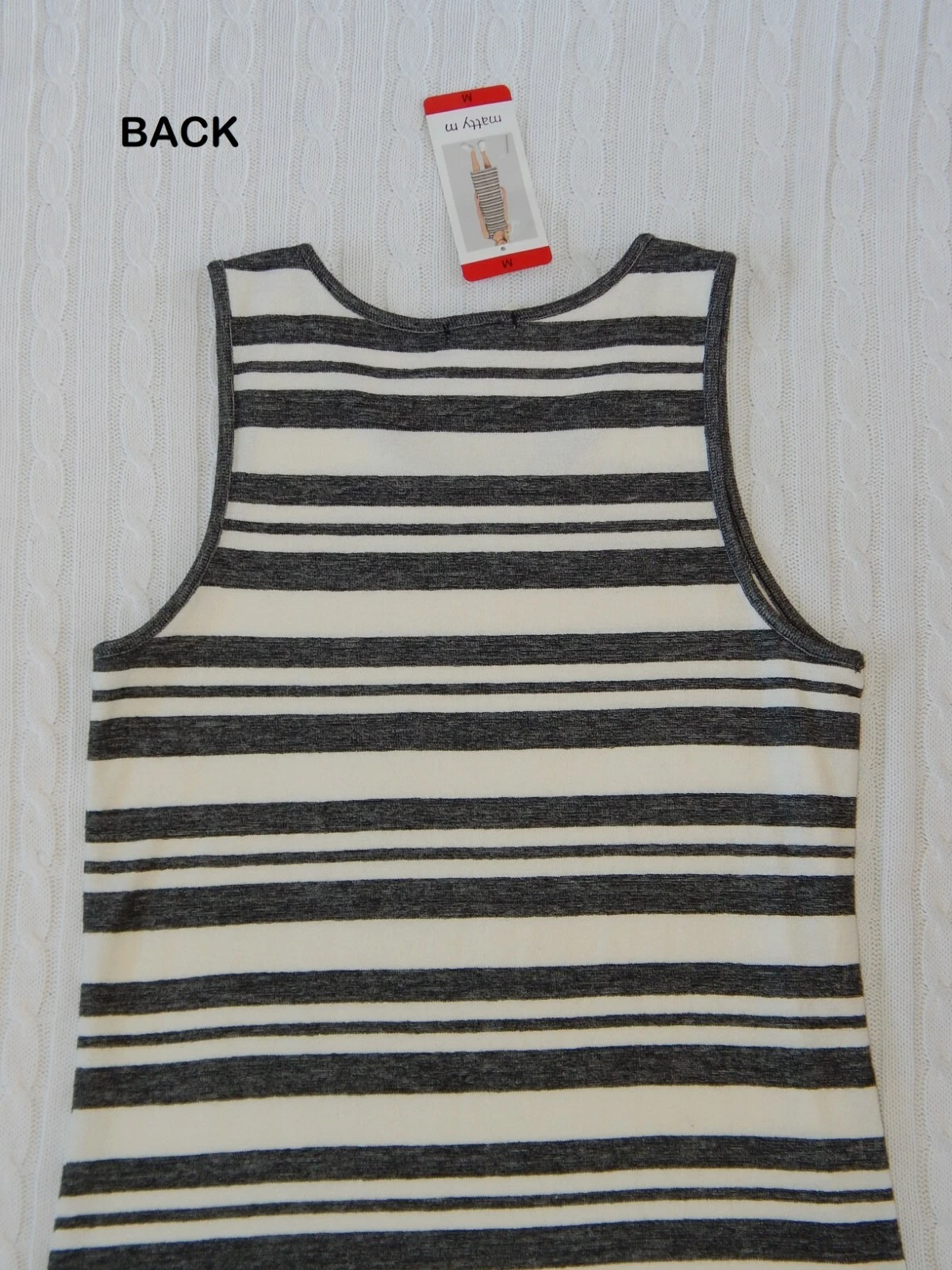 OFF WHITE Abito MATTY M ― M Medium ― bianco sporco grigio a righe senza maniche in maglia nuovo con etichette #Z187 NUOVO