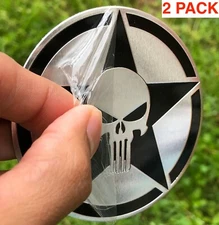  (2 PACK) METAL PUNISHER Emblem Sticker Decal For Truck, Bike, Auto 3" diameter