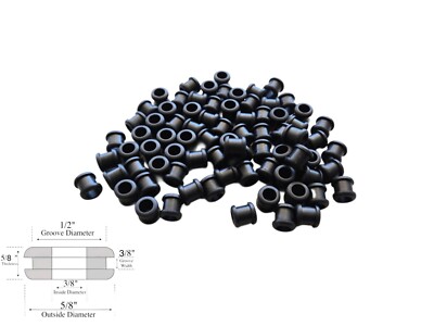 25-Pack Rubber Grommets 3/8'' Inside Diameter - 3/8'' Groove - Fits 1/2'' Holes