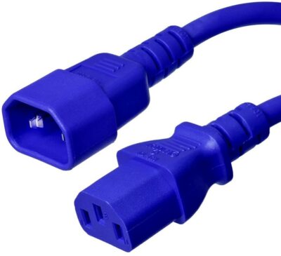 10FT IEC60320 C14 - C13 Blue Power Cord 18AWG 10A/1250W 125V 3-Prong 3M