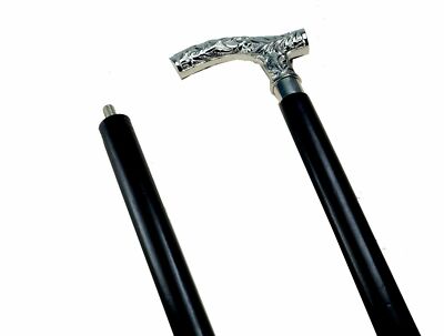 Nautical Brass Derby Head Handle Vintage 3 Fold Black Wooden Walking Stick Cane