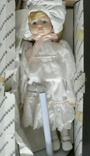 Vintage Sweetheart Doll Porcelain Curly Blonde Hair Blue Eyes 16" NEW