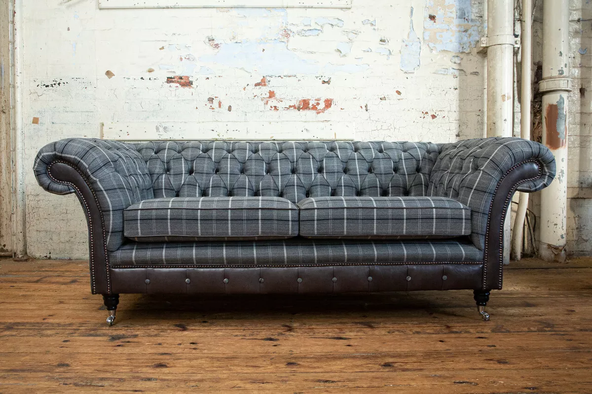 Dark grey tweed sofa deals