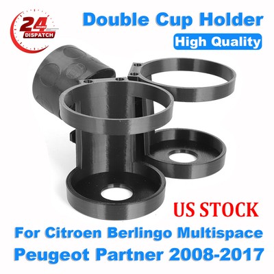 US For Citroen Berlingo Multispace Peugeot Partner 2008 - 2017 Double Cup Holder