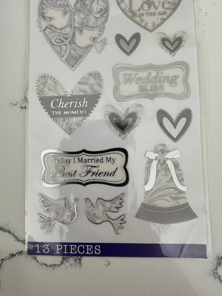 Наклейки тематические стикеры 13 шт. всегда и навсегда свадьба блаженство голуби скрапбукинг - Изображение 3 из 4