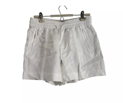 Athleta White LInen Cabo Drawstring Beach Coastal Shorts Womens Size Small
