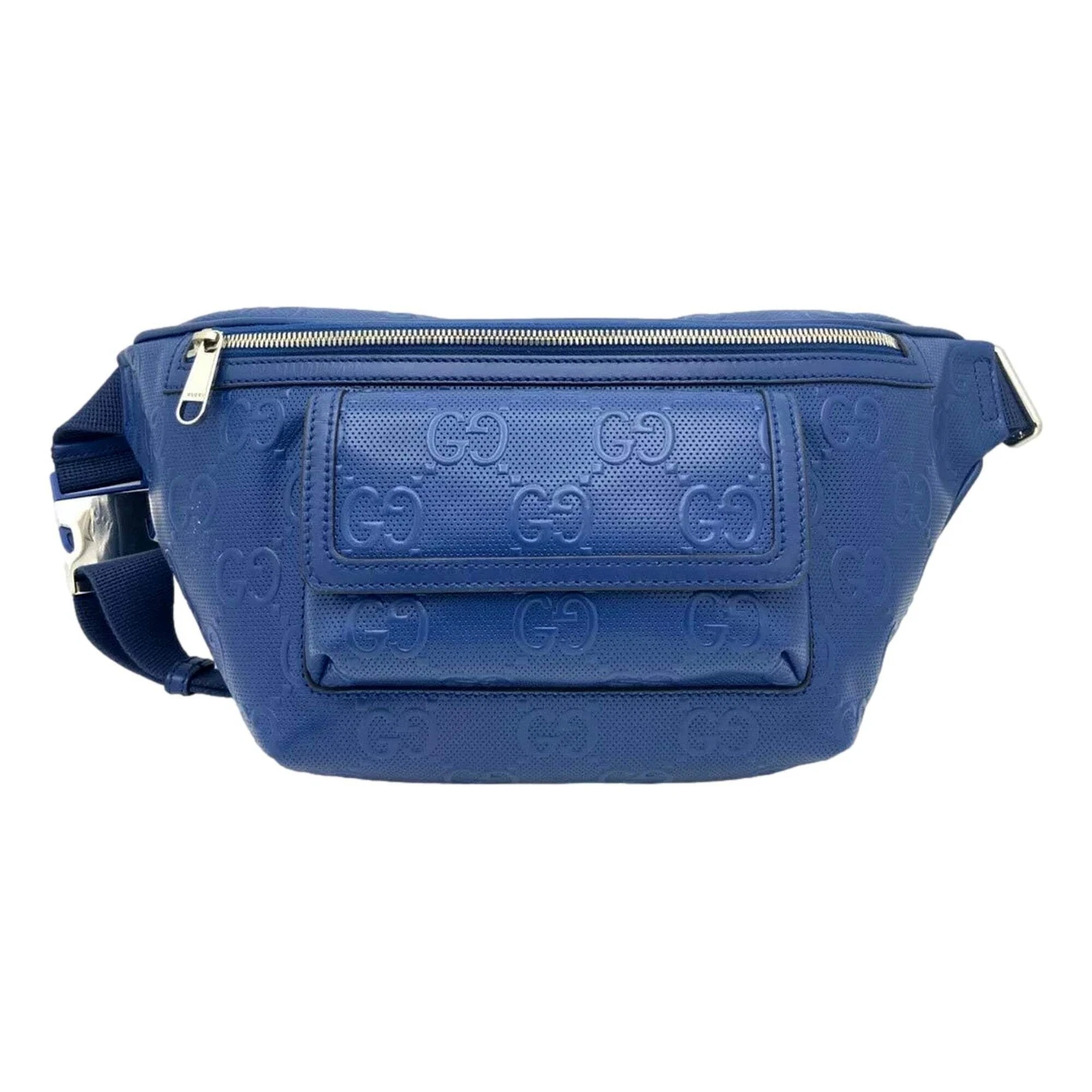 Sac ceinture de poche Gucci en veau GG tennis en relief bleu