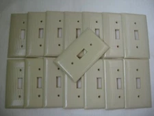 vintage SIERRA brand ribbed IVORY bakelite light switch cover wall plate = one