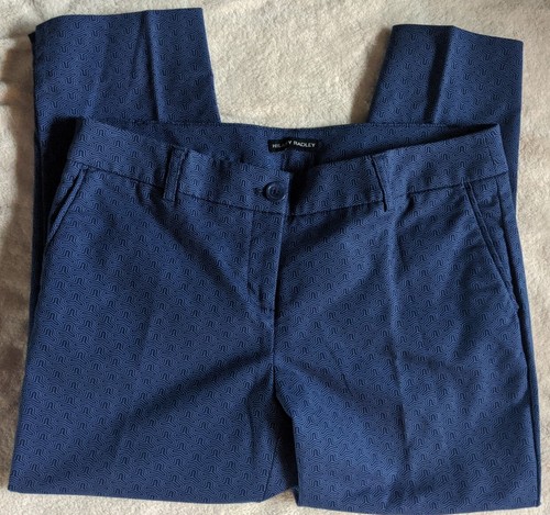 Hilary Radley Capri Crop Dress Pants Womens Size 10 Blue Geometric Print Stretch