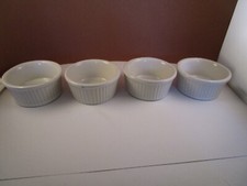Vintage Lot of 4 Bel Terr USA White Fluted Custard Bowls Ramekins