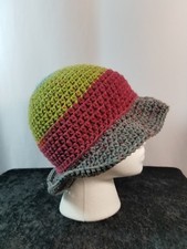 Cloche Flapper Hat Handmade Crochet Blue Green Burgundy Gray