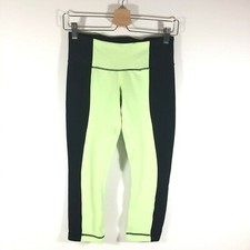 Lululemon Wonder Under Crop Leggings Bonded Stripe Black Faded Zap Womens 6