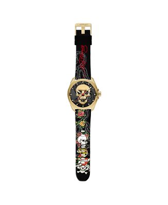 Ed Hardy 掛け時計 Ed Hardy Men's Matte Black Silicone Strap Watch 46mm | eBay