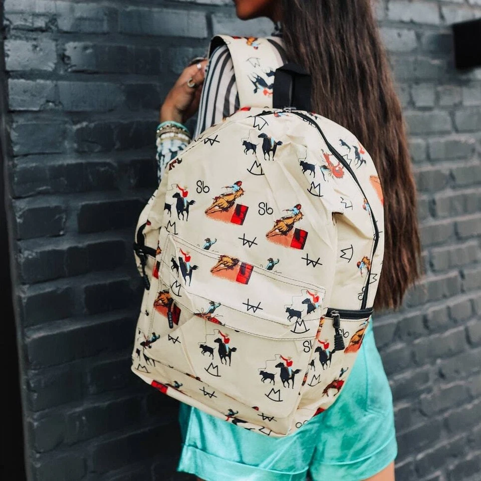 Mochila vintage con estampado de vaquero Foto 2 de 3