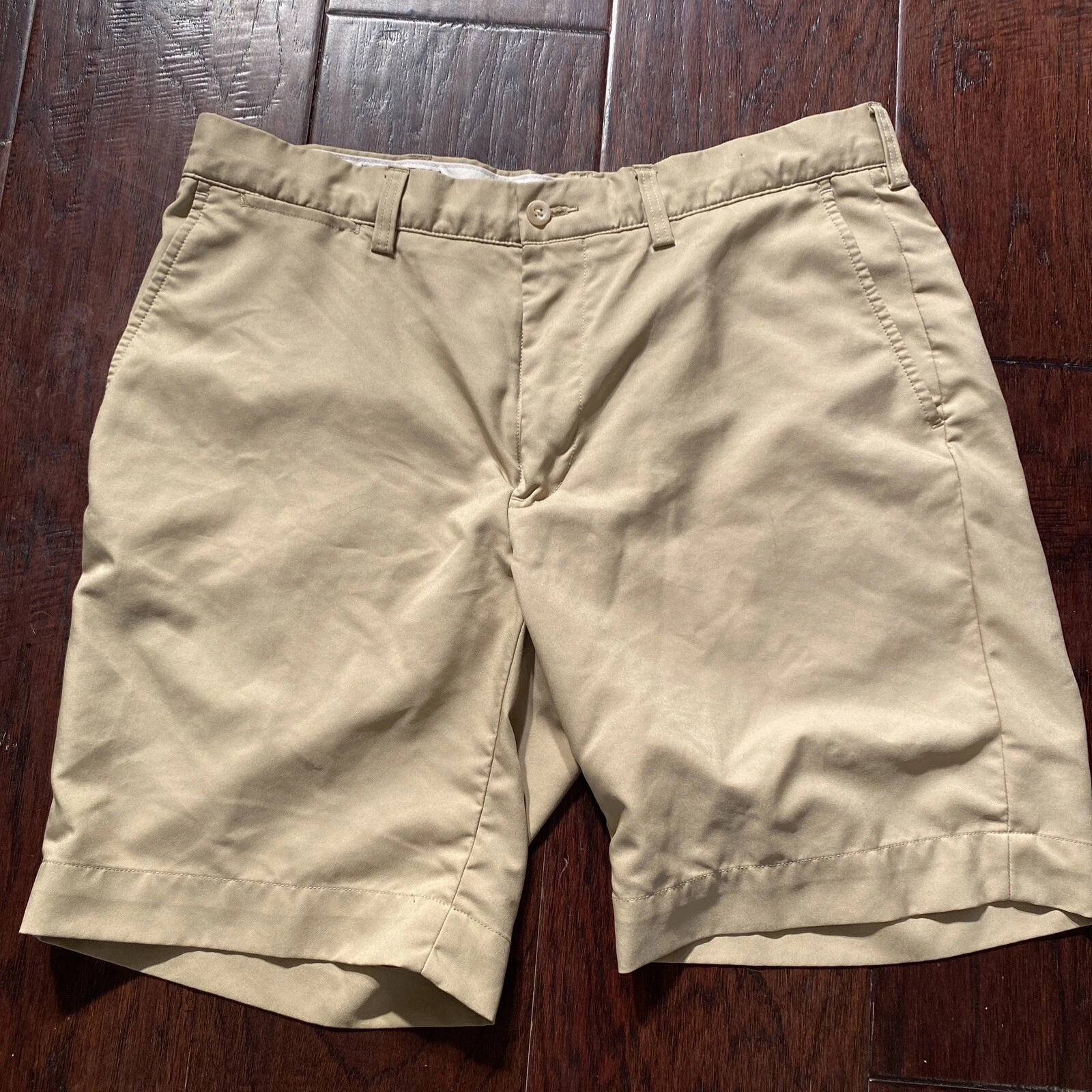 Polo Ralph Lauren Mens Beige Chino Shorts Flat Front Size 34 Casual Regular Fit