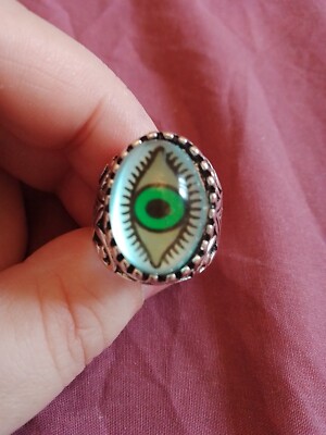 Wide Awake Eye Ring Multicoloured And Ornate Engraving On The Shank ...