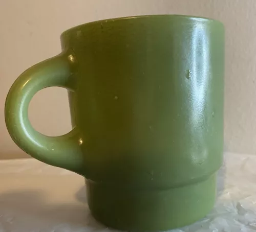 Vintage Anchor Hocking Fire King Ware Avocado Green Coffee Mug Cup 6 Ounce VTG