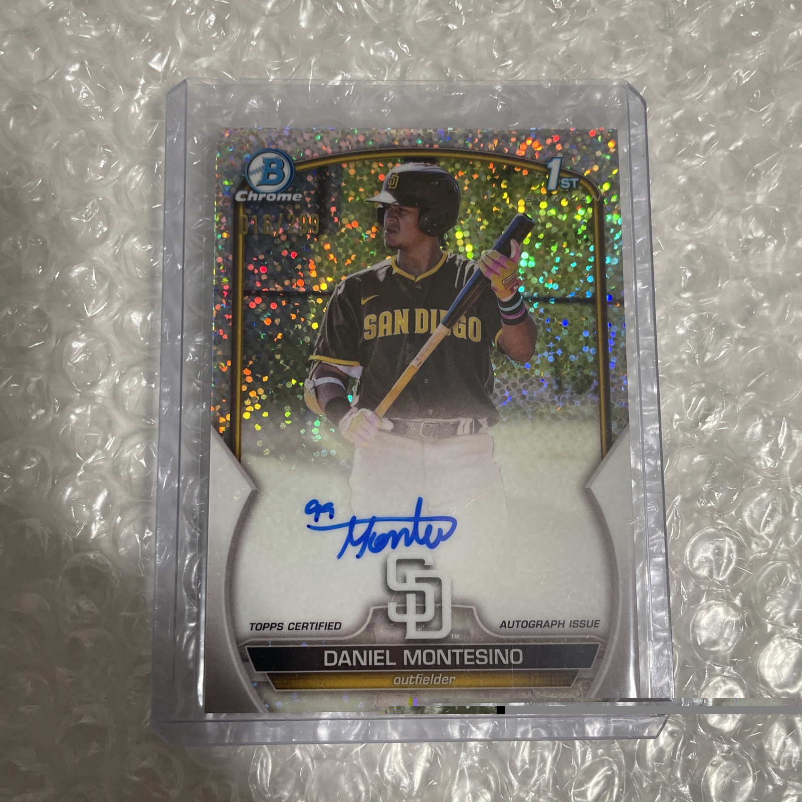 Daniel Montesino 2023 Bowman Chrome Speckle Refractor Auto Card /299 #CPA-DM