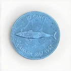 1967 Canada Silver Dime Mackerel Centennial 0.800 Fine Silver 10 Cents Coin VF
