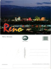 Reno Nevada Postcard Night Skyline Casino Lights Vintage Reno Series Unused