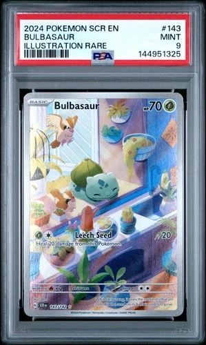 2024 POKEMON SCR EN-STELLAR CROWN ILLUSTRATION RARE #143 BULBASAUR PSA 9