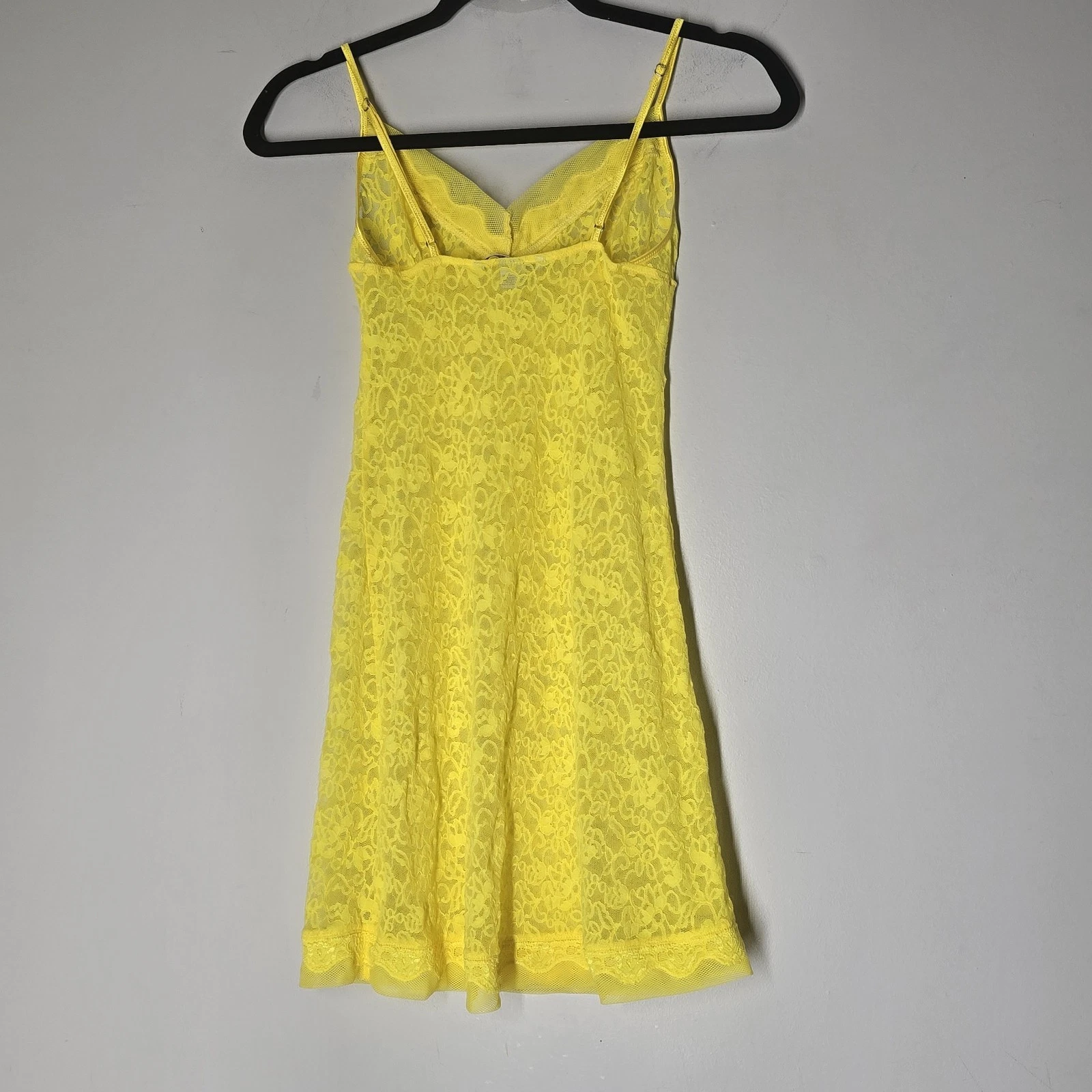 UNDERCOVER Victorias Secret Y2K Vestito Slip Giallo Pizzo Trasparente Babydoll Chemise Lingerie