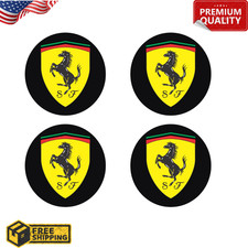 Set Of 4 Pcs Ferrari Center Wheel Cap Stickers Decal Rims Logo Gas Tank Decals