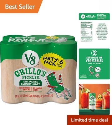 Grillo's Gluten-Free Dill Pickle Bloody Mary Mix - 6 Pack of Tasty 8 fl oz Cans