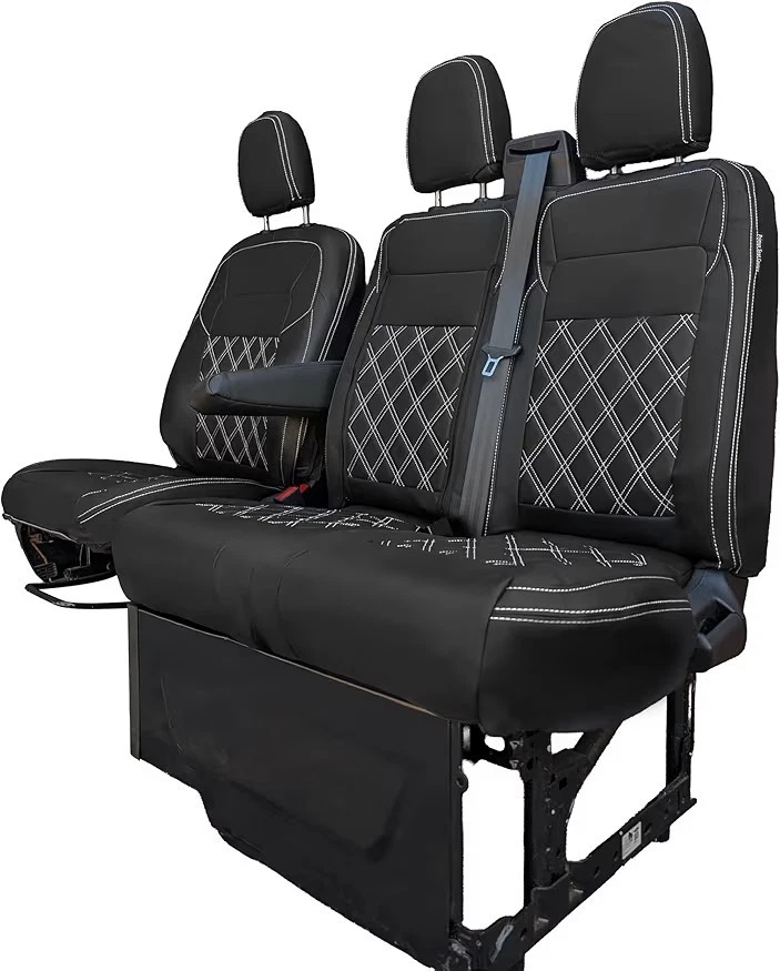 FORD TRANSIT CUSTOM SEAT COVERS 2023 2024 2025 MK2 Faux Leather Tray Zip Access  - Image 2 of 4