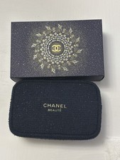 Brand New Chanel Beauty Holiday Gift Pouch Navy Tweed