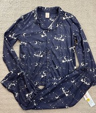 Cat  Jack Boys Large 10/12 Blue Christmas Santa Sleigh Long Sleeve Pajama Set