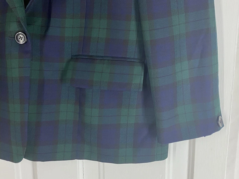 Blazer a Cuadros Vintage Pendleton (Mujer Talla 16) 100% Lana Verde/Negro, Hecho en EE. UU. Foto 2 de 4