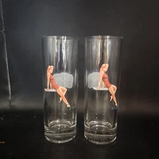 Deep Eddy Vodka Tall Cocktail Drinking Glass, Retro Pin-Up Design, Clear