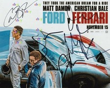 Reimpresión de foto firmada autografiada 8x10 de Matt Damon Christian Bale Ford vs Farrari