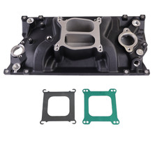 Low-rise Small Block Dual Plane Vortec Intake Manifold For Chevy 350 96-02 Blk.