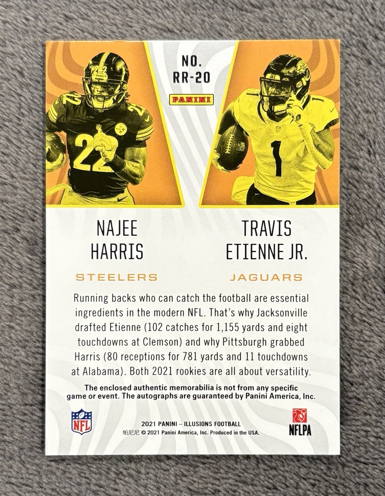 Najee Harris & Travis Etienne Jr. 2021 Illusions Rookie Dual Patch Auto /99 RPA view 2