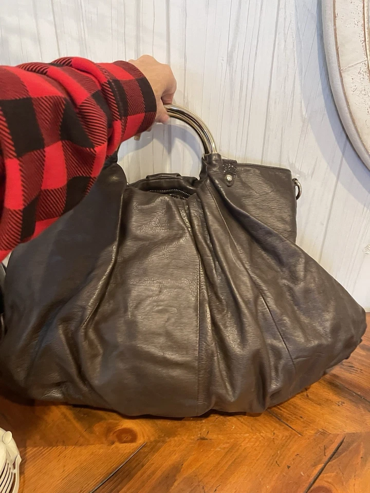 Bolso de mano Aqua Madonna bolso marrón estampado forro grande cuero suave Foto 4 de 4