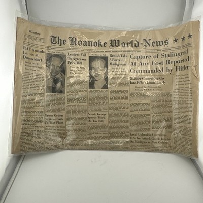 Original The Roanoke World News Newspaper Sept 11, 1942 Roanoke Va.