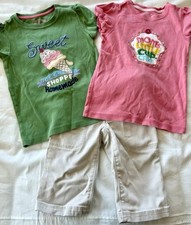 Baby GAP 3 Pc outfit, w/ 2 - Appliqu T-shirts and Khaki Capri Pants, 5 Toddler
