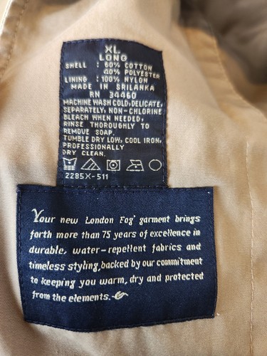 Vintage London Fog Beige Men's Trench Coat Zip-out Liner Sz: XL Long. Flash Sale - Picture 5 of 8