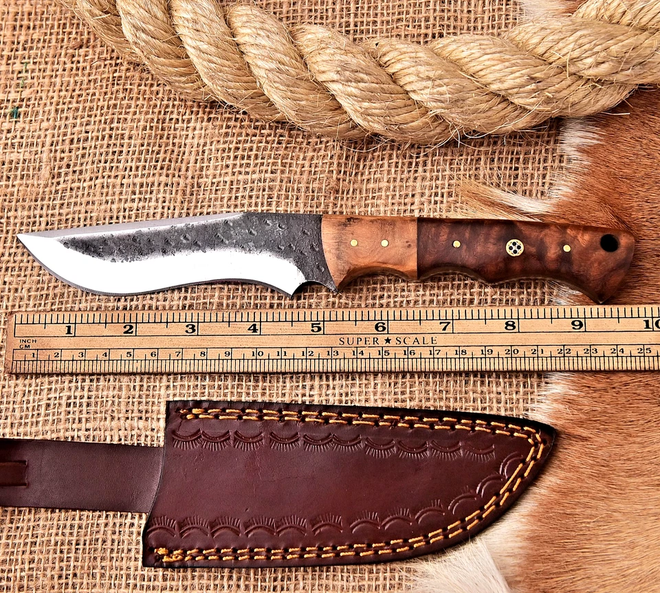 Cuchillo de caza desollador hecho a mano personalizado 1095 hoja de acero de alto carbono HH 203 Foto 4 de 4