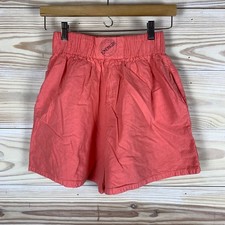 Energie Shorts Women S Coral Pink Vtg High Waisted Elastic Cotton Garment Dyed